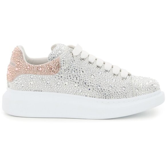 Alexander McQueen Oversized Sneakers Low Top Lace-up Crystal Sz 39.5